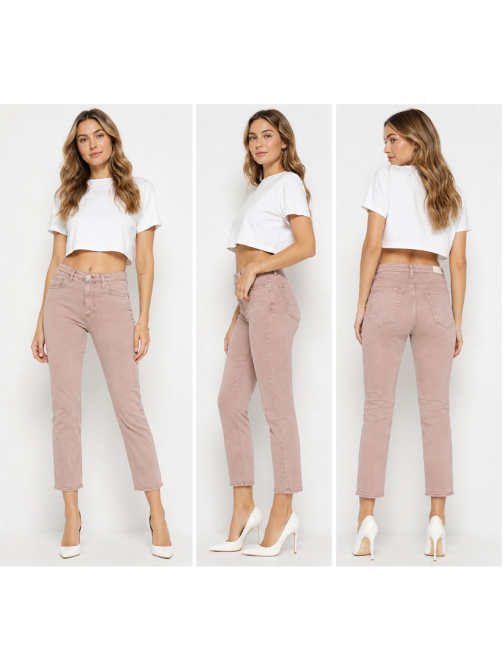 AG Jeans Isabelle High Waisted Cropped Jeans Pink Size 24 - Picture 1 of 12